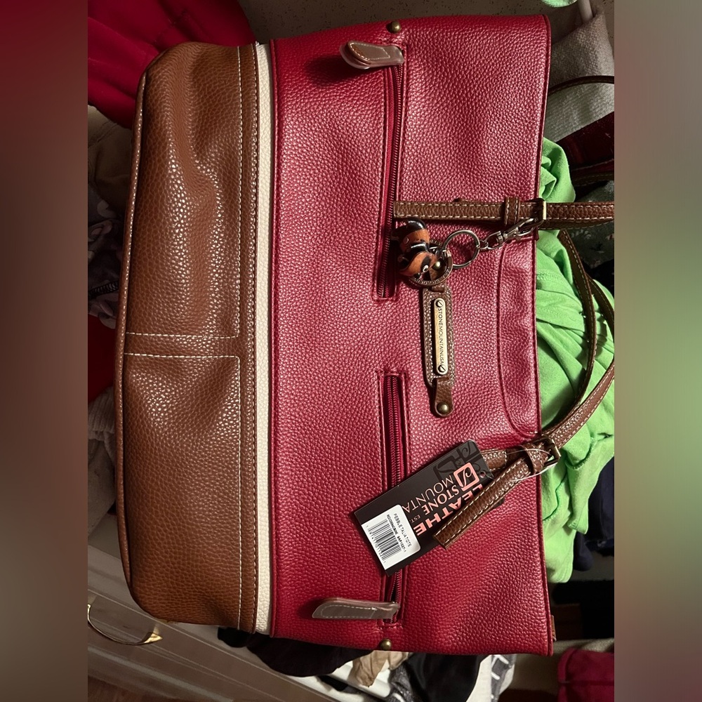 New with tags Cognac/bone Stone Mountain leather tote bag.
